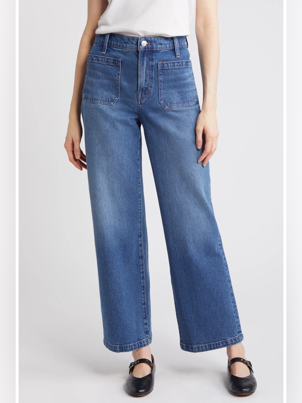 Madewell Perfect Vintage Patch Pocket Wide-Leg Jeans Edgerly Wash Size 30 VGUC